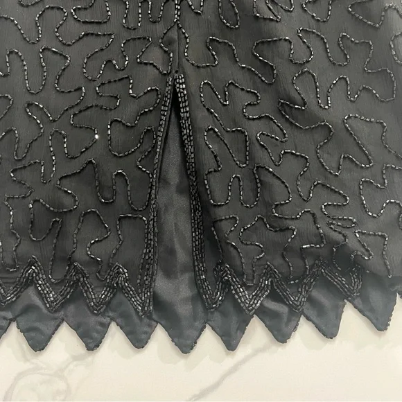 Vintage Laurence Kazar Womens Beaded Cocktail Dress Black Lined size small - Picture 4 of 12